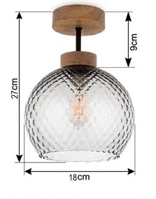 BRILAGI - LED plafonieră aplicată R GLASS 1xE27/60W/230V Ø 18 cm stejar/gri fumuriu
