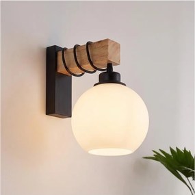Brilagi - Aplica de perete WOOD GLASS 1xE27/60W/230V pin/negru/alb