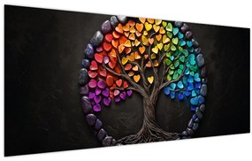 Tablou – Arbore plin de inimi colorate (120x50 cm)