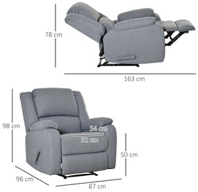 HOMCOM Relaxsessel Manual Fotoliu de televizor cu funcție de întindere, aspect de in, fotoliu TV cu mâner lateral, suport de picioare, capacitate de încărcare de până la 150 kg, pentru sufragerie, Gri deschis | Aosom Romania