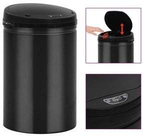 vidaXL Coș de gunoi automat cu senzor, 30 l, negru, oțel carbon