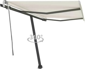 vidaXL Copertină autonomă retractabilă manual, crem, 350x250 cm