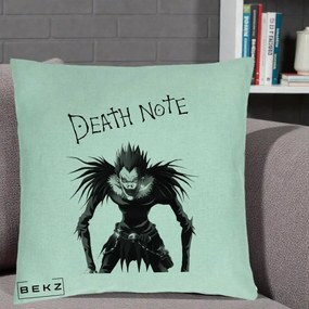 Perna Personalizata Death Note Ryuk Shinigami Alb-Negru, 40x40 cm, Verde Menta, Husa Detasabila, Perna Inclusa, BEKZ®