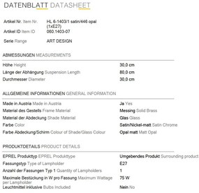 Lustra, Pendul realizat manual ARTDESIGN 30cm, crom satinat/ alb opac