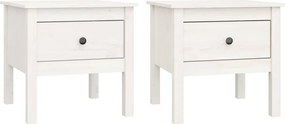 vidaXL Mese laterale, 2 buc., alb, 50x50x49 cm, lemn masiv de pin