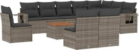 vidaXL Set canapele de grădină cu perne, 11 piese, gri, poliratan