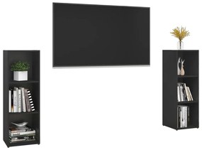 Comode TV, 2 buc., negru, 107x35x37 cm, PAL 2, Negru, 107 x 35 x 37 cm