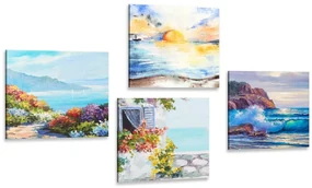 Set tablouri vedere la mare în imitație de pictură