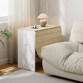 HOMCOM Masă Pliabil Con 2 Extensii Oval Economizor de Spațiu, Color Lemn | Aosom Romania