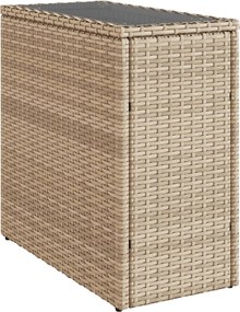 vidaXL Masă laterală grădină, blat sticlă, bej 58x27,5x55 cm poliratan