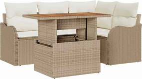 vidaXL Set de canapele pentru grădină 5 pcs Bej Rattan poli