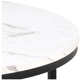 Măsuță de cafea albă rotundă cu blat cu aspect de marmură ø 80 cm Spiro – Actona