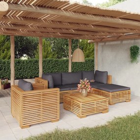 3100858 vidaXL Set mobilier grădină cu perne, 6 piese, lemn masiv de tec