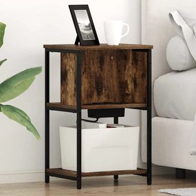 vidaXL Dulap de noapte Stejar afumat 38 x 31 x 61 cm Lemn compozit