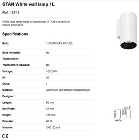Aplica perete ambientala design modern STAN alba