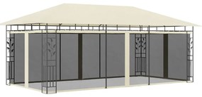 vidaXL Pavilion cu plasă anti-țânțari, crem, 6 x 3 x 2,73 m