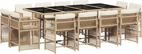 vidaXL Set mobilier de grădină cu perne, 13 piese, bej, poliratan