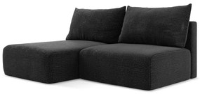 Colțar negru extensibil/cu spațiu de depozitare (cu colț pe partea stângă) Kalena – Makamii