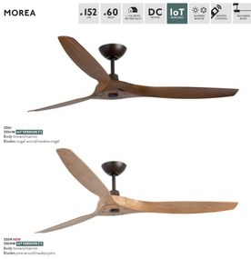Ventilator de tavan cu telecomanda design modern MOREA maro/ lemn nuc
