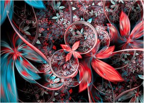 Tablou pe sticlă abstract cu flori exotice (70x50 cm)