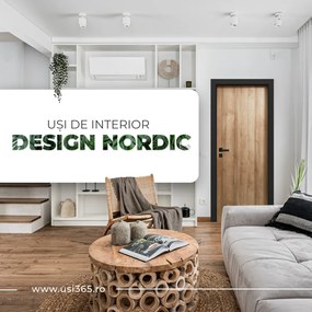 Usa de interior stil Scandinav cu toc metalic negru mat Stejar, ST, 711 x 2071