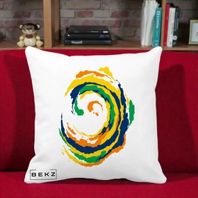 Perna Decorativa Vortex Abstract Colorat, 40x40 cm, Alba Mata, Husa Detasabila, Perna Inclusa, BEKZ®