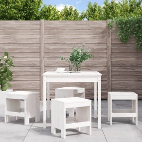 3157710 vidaXL Set de dining pentru grădină, 5 piese, alb, lemn masiv de pin