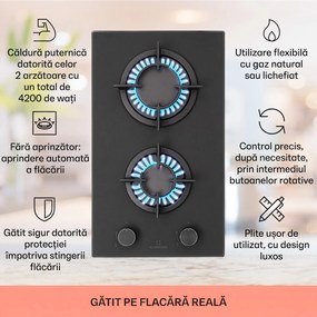 Klarstein Firetale plită cu gaz 2 arzătoare, arzător din aluminiu, gaz natural/propan, inclus furtun și reductoare de presiune