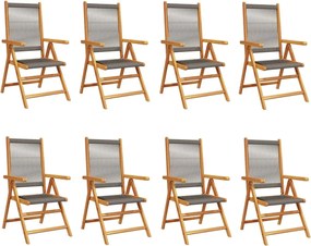 vidaXL Scaune de grădină rabatabile, 4 buc., gri, lemn masiv acacia