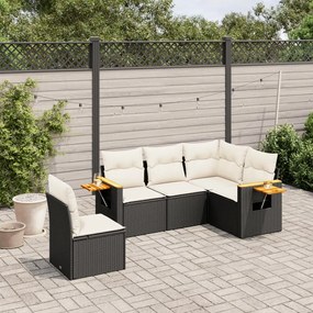 3226812 vidaXL Set mobilier de grădină cu perne, 5 piese, negru, poliratan