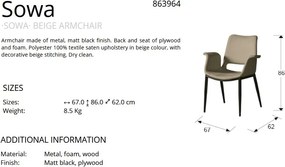 Scaun design modern Sowa bej SV-863964