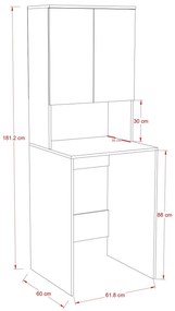 Dulap Baie Adore cu Loc Pentru Masina de Spalat, 3 Rafturi, 2 Usi, Alb, 65 x 182 x 60 cm