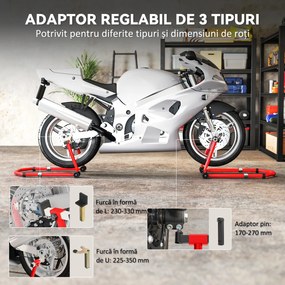 HOMCOM Stand pentru motociclete de 390 kg Față-Spate cu Furci Reglabile | Aosom Romania