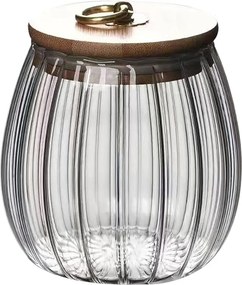 Recipienta din sticla RIBBE cu capac din bambus 700 ml