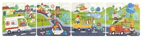 Puzzle pentru copii Vehicule de salvare (4 in 1) si joc storytelling