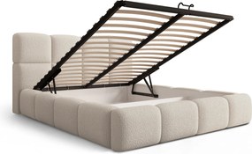 Pat tapițat cu ladă de depozitare Cloud 160x200 - bouclé bej Quelle 03