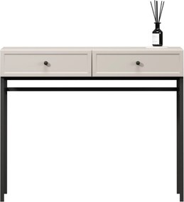 Consolă / măsuță toaletă Lorini 100 cm cu sertare - cașmir / mânere negre / cadru