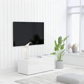 Comoda TV, alb extralucios, 80 x 34 x 30 cm, PAL 1, Alb foarte lucios