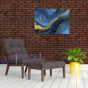 Tablou - Abstracție albastru-aurie (70x50 cm)