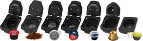 La mâna a doua: Espressor cu capsule 7in1 Crown CCM-1530B, 1400 W, 20 bar, 0.9 L, 7 adaptoare, Indicatoare LED, Controlul lungimii cafelei, Negru