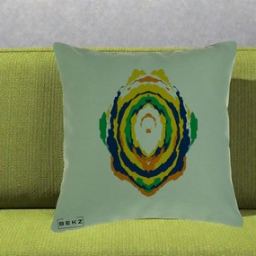 Perna Decorativa Oval Abstract Multicolor, 40x40 cm, Verde, Husa Detasabila, Perna Inclusa, BEKZ®