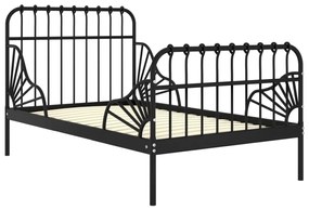 324740 vidaXL Cadru de pat extensibil, negru, 80x130/200 cm, metal