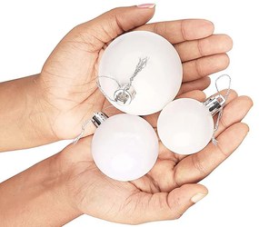 Set ornamente de brad, 112 piese-alb