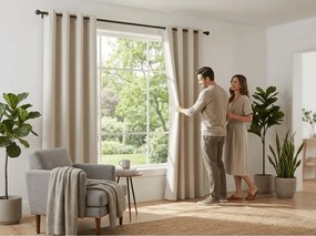 Draperie alb-crem OXFORD 140x250 cm Agatat: Inele metalice