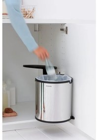 Coș de gunoi argintiu lucios încorporat din oțel 15 l – Brabantia