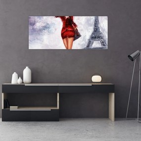Tablou - Femeie și Turnul Eiffel (120x50 cm)