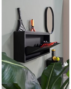 Pantofar negru cu deschidere înclinată/suspendat din metal 76x38x18 cm Sportiva – Spinder Design