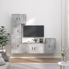 3188634 vidaXL Set dulap TV, 5 piese, gri beton, lemn prelucrat