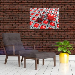 Tablou pe sticlă - Abstract metalic 3D (70x50 cm)