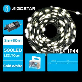 Aigostar - Ghirlandă LED de Crăciun pentru exterior 500 LED/8 funcții 53 m IP44 alb rece
